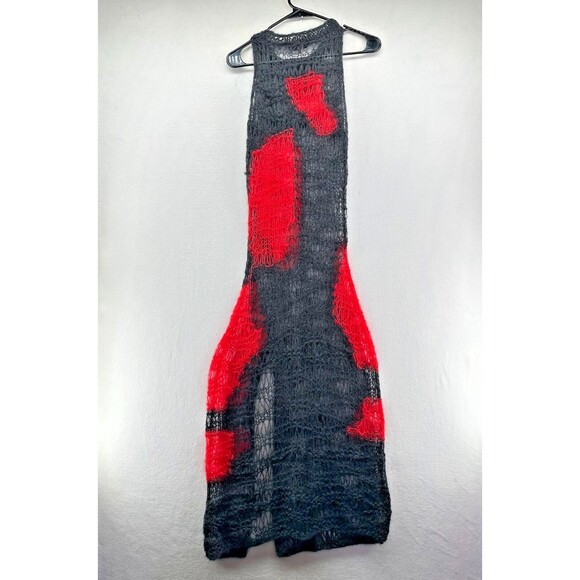 Misbhv Antwerp Dress Size M Black Red Mohair Silk Blend Sheer Open Knit Slit NWT - Picture 8 of 13